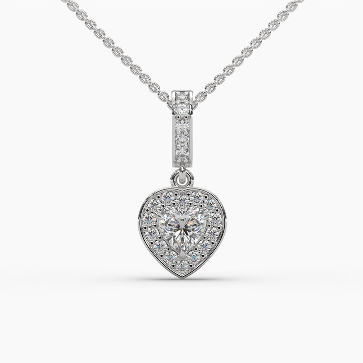 0.5ctw Heart Halo Lab Grown Diamond Pendant Necklace | 14k Gold