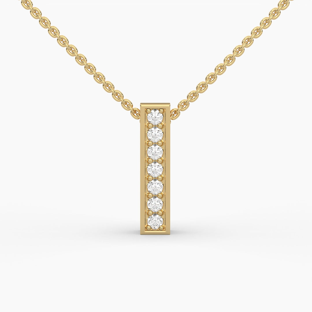 0.1ctw Round Lab Grown Diamond Bar Necklace | 14k Gold