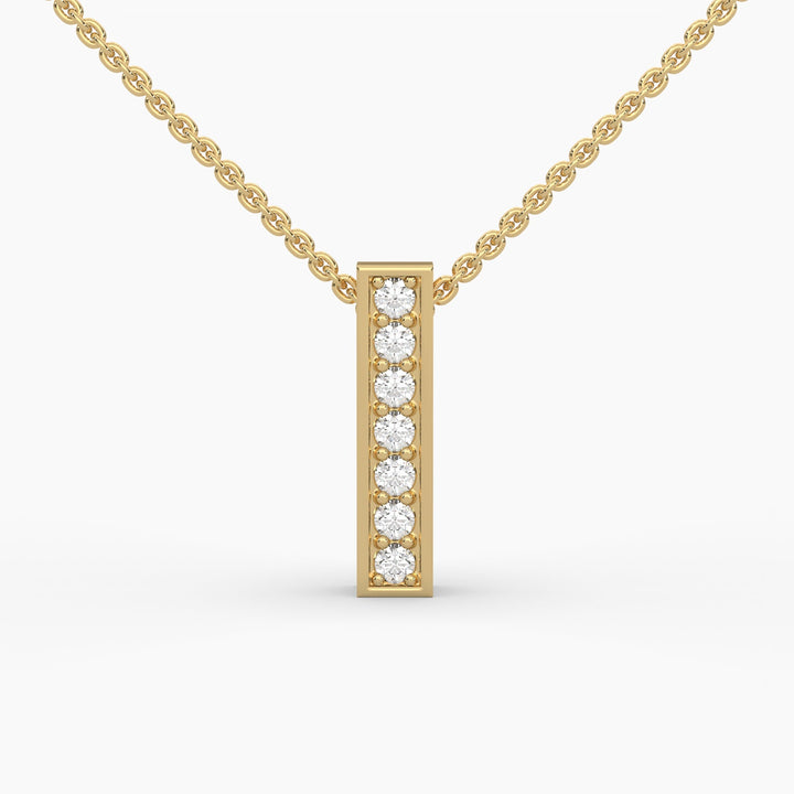 0.1ctw Round Lab Grown Diamond Bar Necklace | 14k Gold