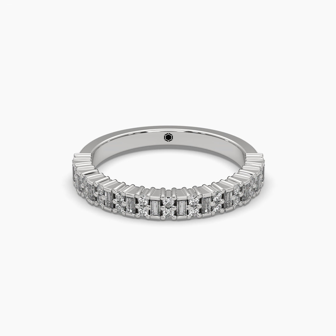 0.4ctw Round and Baguette Lab Grown Diamond Half Eternity Wedding Ring | 14k Gold