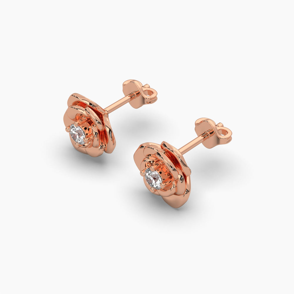 Rose Diamond Flower Earrings