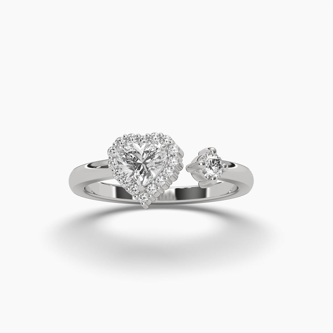 0.75ctw Open Heart Halo Lab Grown Diamond Fashion Ring | 14k Gold