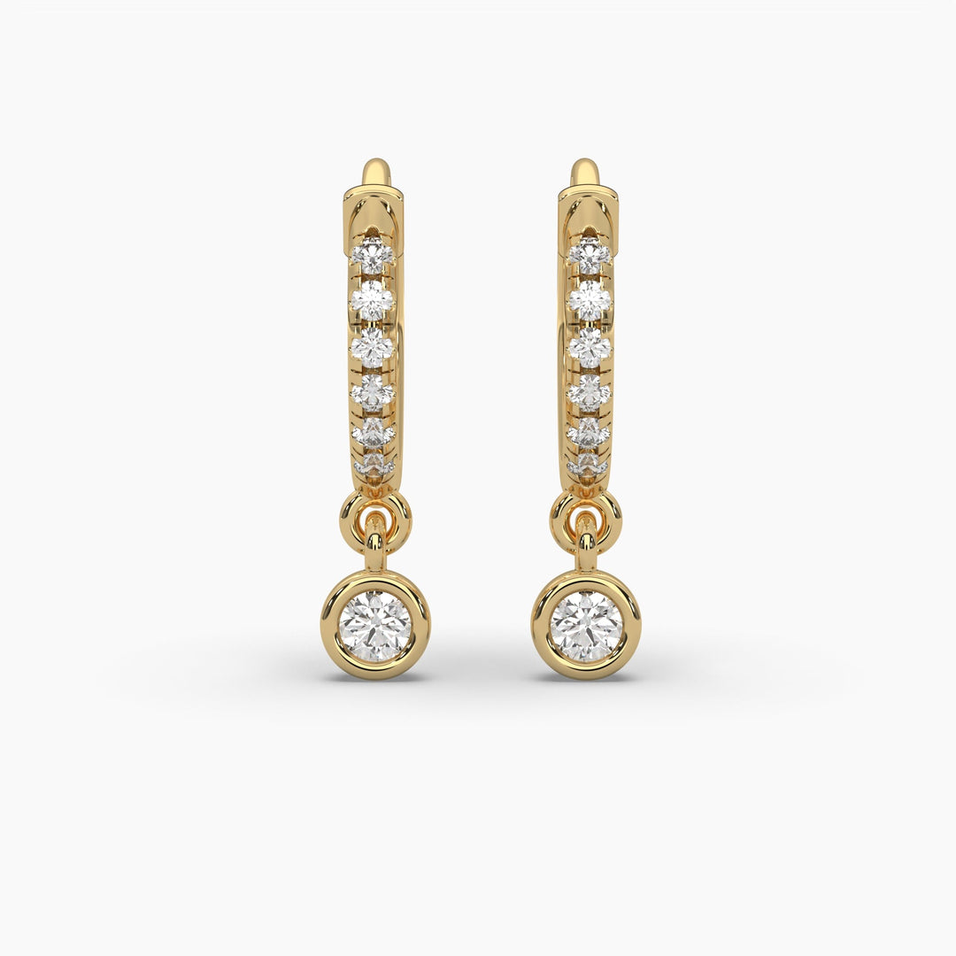 0.35ctw Round Lab Grown Diamond Huggie Hoop Drop Earrings | 14k Gold