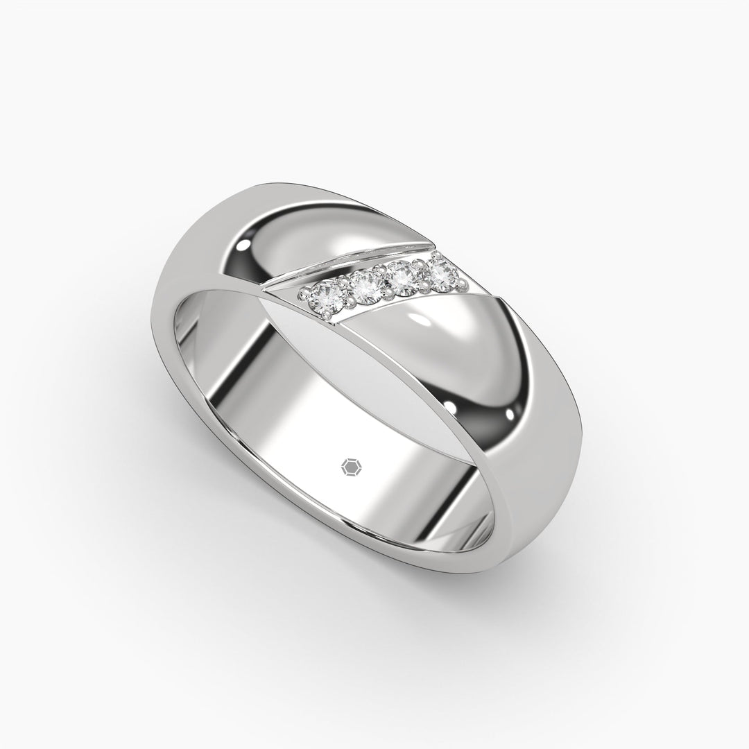 0.05ctw Round Lab Grown Diamond Men's Wedding Ring | 14k White Gold