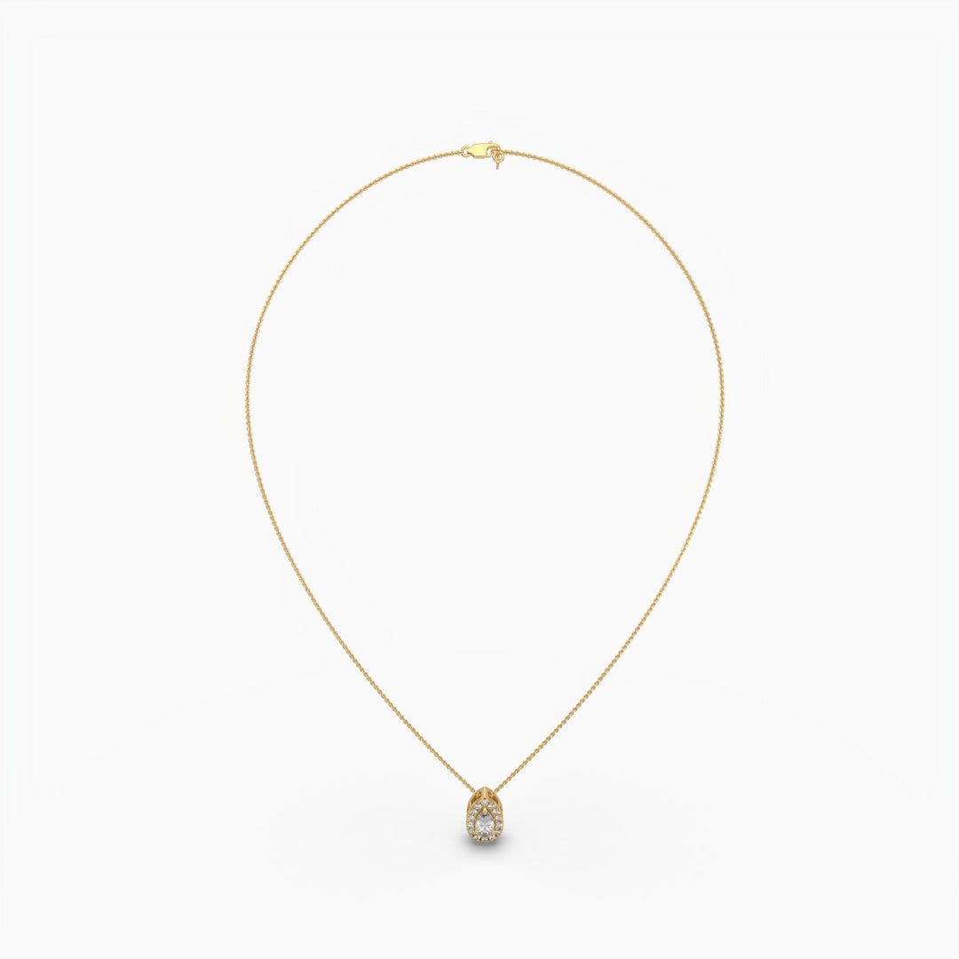 0.60ctw Pear Lab Grown Diamond Pendant Necklace | 14k Gold