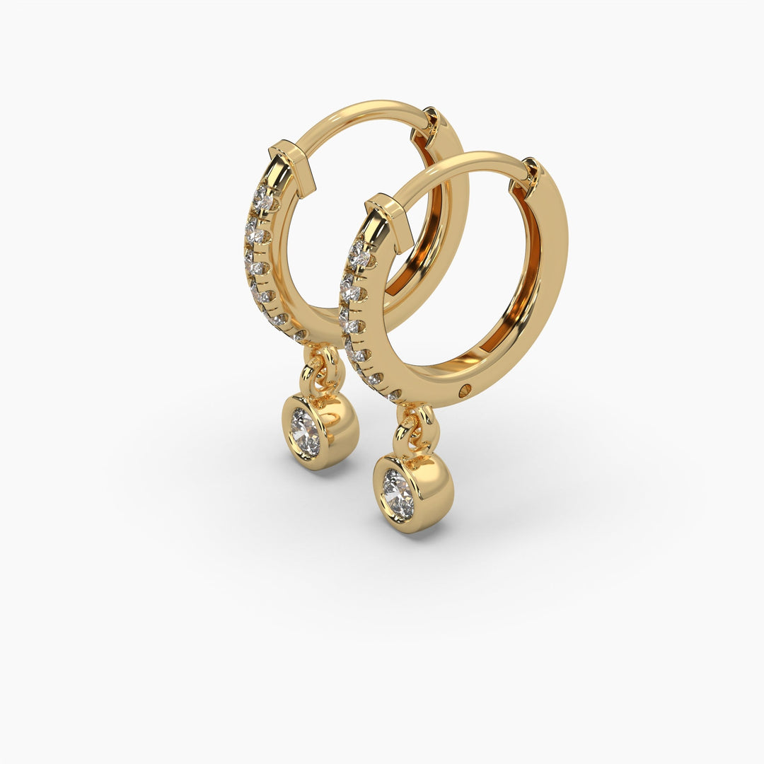 0.35ctw Round Lab Grown Diamond Huggie Hoop Drop Earrings | 14k Gold