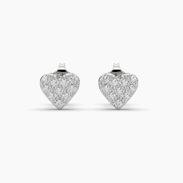 0.2ct Round Lab Grown Diamond Heart Earrings | Push Back Stud Earrings | 14k Gold