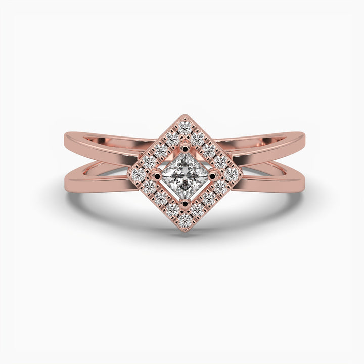 0.25ctw Princess and Round Lab Grown Diamond Split Shank Fashion Ring | 14k Gold