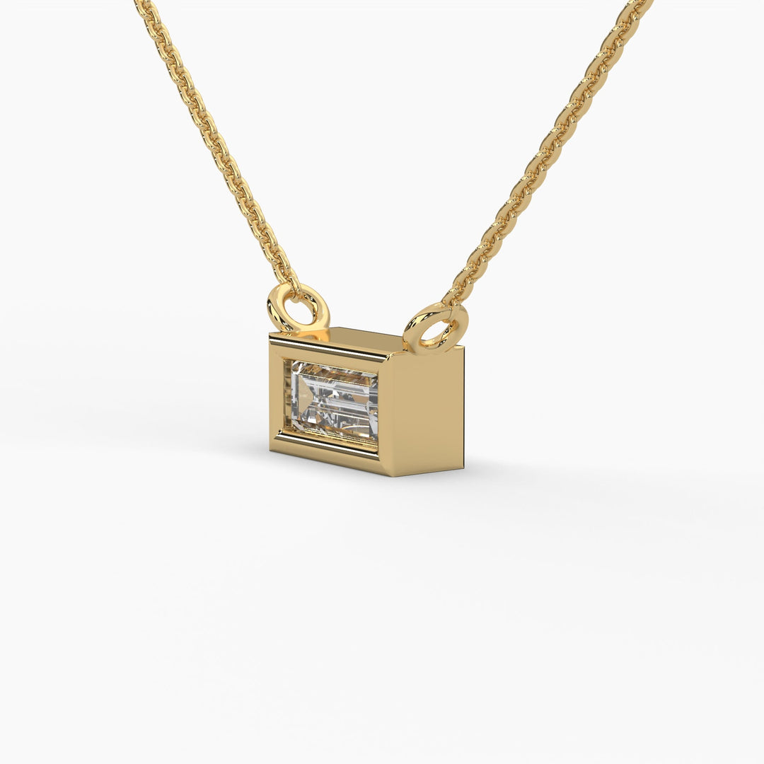 0.5ctw Baguette Lab Grown Diamond Bezel Pendant Necklace | 14k Gold