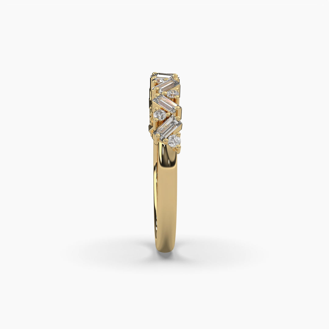 0.4ct Half Eternity Round and Baguette Lab Grown Diamond Wedding Band | 14k Gold