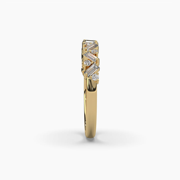 0.4ct Half Eternity Round and Baguette Lab Grown Diamond Wedding Band | 14k Gold