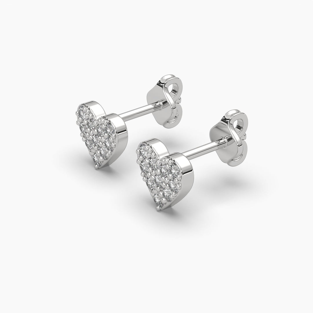 0.2ct Round Lab Grown Diamond Heart Earrings | Push Back Stud Earrings | 14k Gold