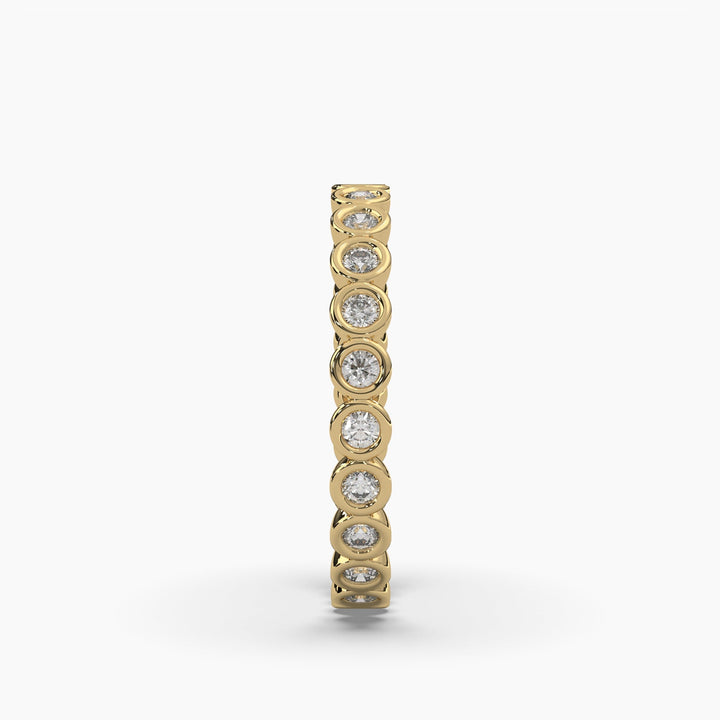 0.5ctw Round Lab Grown Diamond Bezel Eternity Wedding Band | 14k Gold