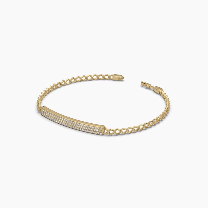 0.5ct Round Lab Grown Diamond Bar Cuban Link Bracelet - 7 Inches | 14k Gold