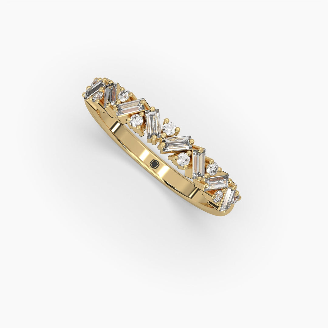 0.4ct Half Eternity Round and Baguette Lab Grown Diamond Wedding Band | 14k Gold