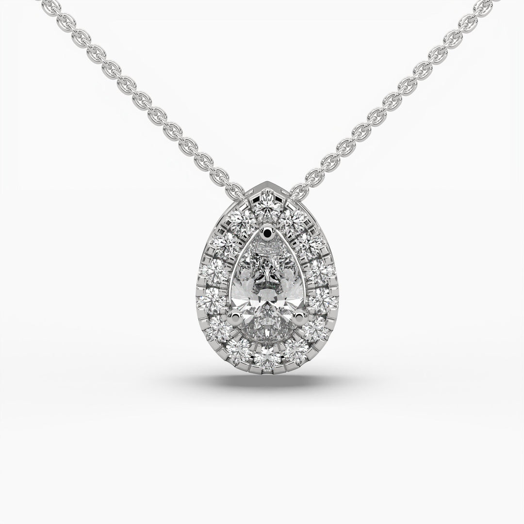 0.60ctw Pear Lab Grown Diamond Pendant Necklace | 14k Gold