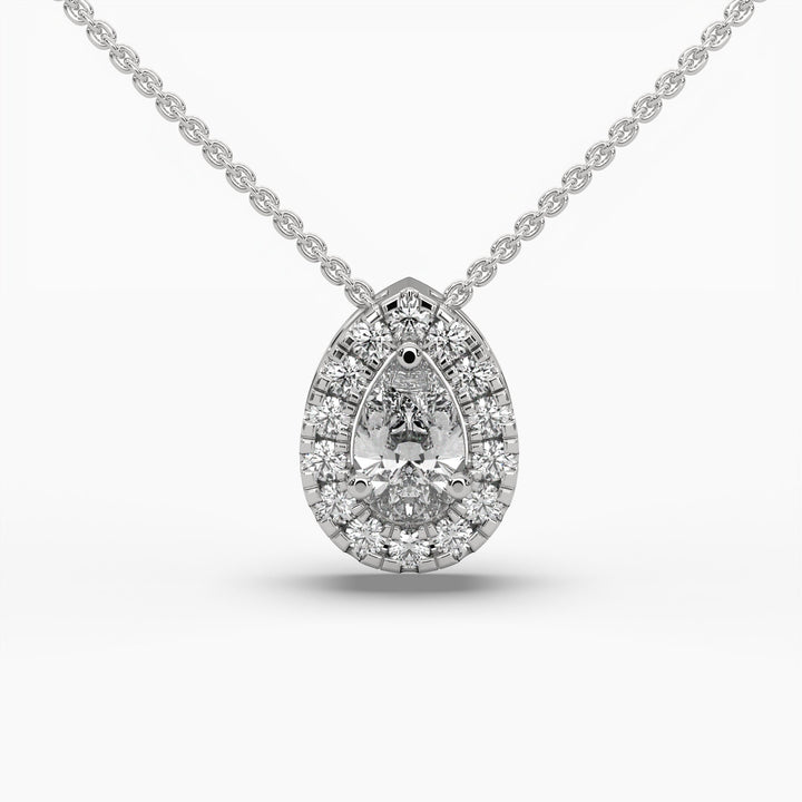 0.60ctw Pear Lab Grown Diamond Pendant Necklace | 14k Gold