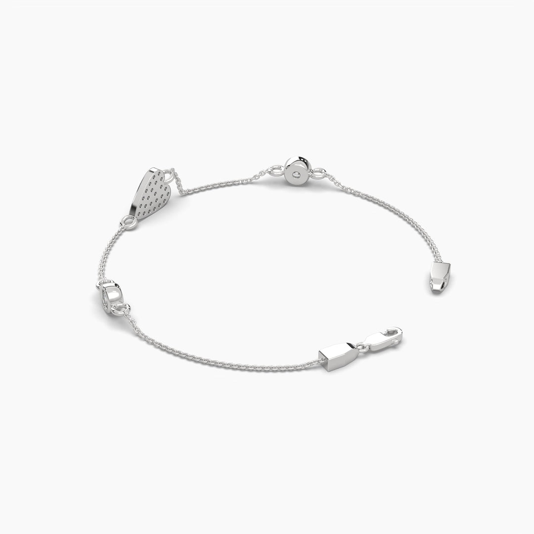 0.35ct Round Lab Grown Diamond Heart Dainty Link Bracelet - 7 Inches | 14k Gold