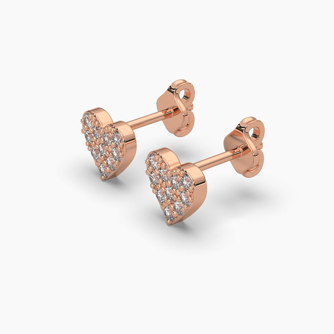 0.2ct Round Lab Grown Diamond Heart Earrings | Push Back Stud Earrings | 14k Gold