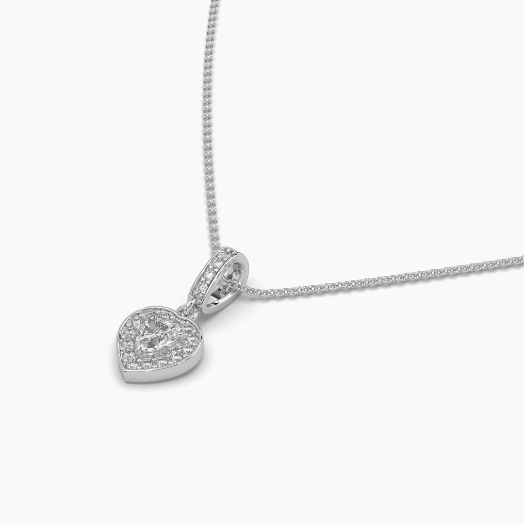 0.5ctw Heart Halo Lab Grown Diamond Pendant Necklace | 14k Gold