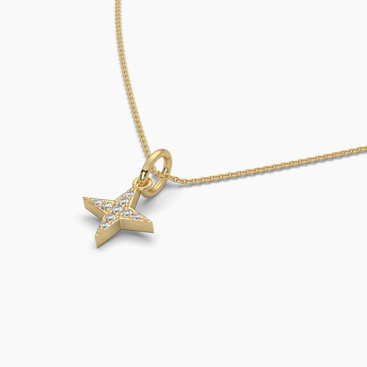 0.1ctw Round Lab Grown Diamond Star Pendant Necklace | 14k Gold