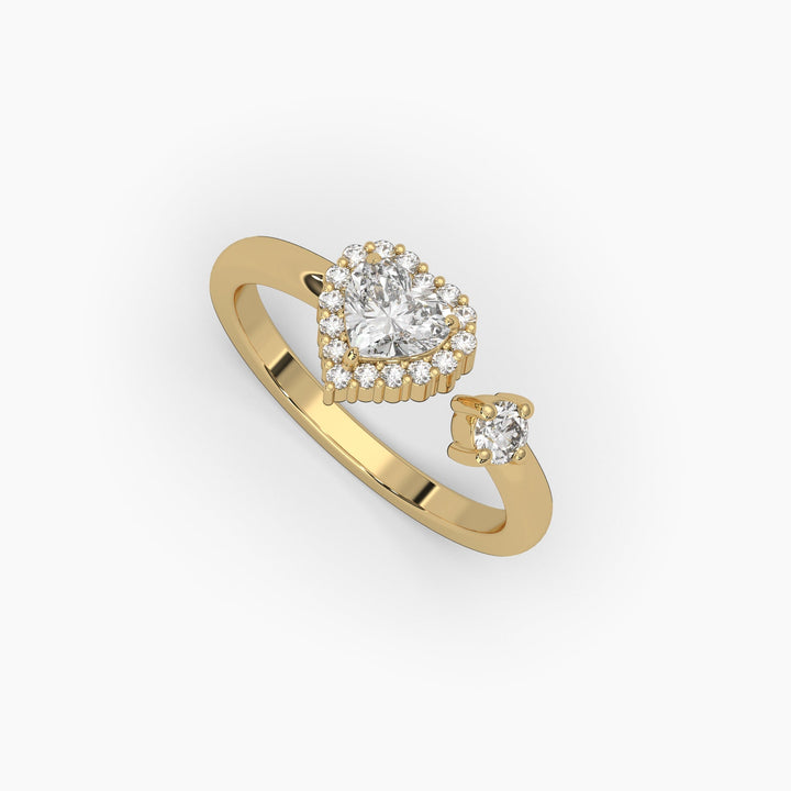 0.75ctw Open Heart Halo Lab Grown Diamond Fashion Ring | 14k Gold