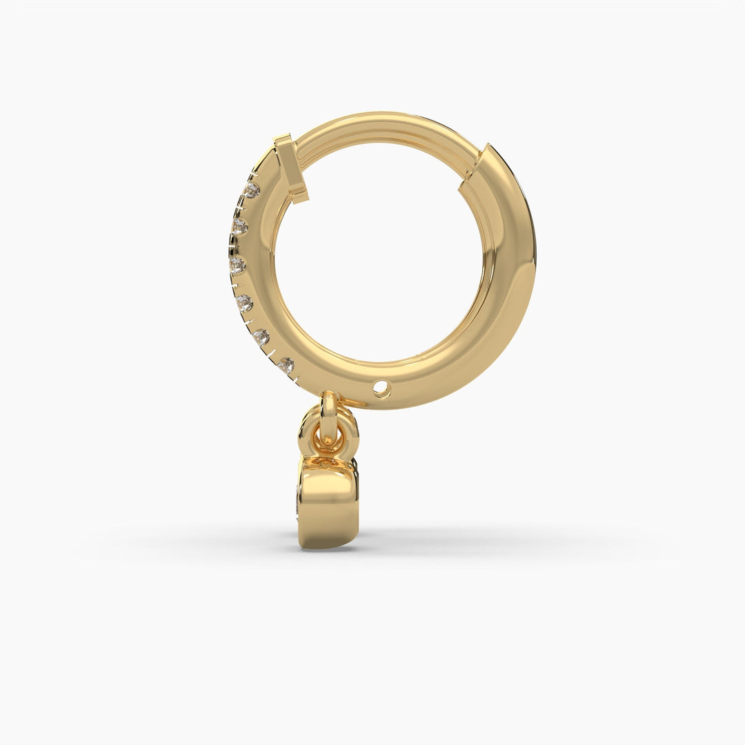 0.35ctw Round Lab Grown Diamond Huggie Hoop Drop Earrings | 14k Gold