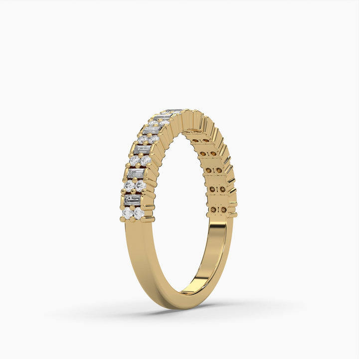 0.4ctw Round and Baguette Lab Grown Diamond Half Eternity Wedding Ring | 14k Gold