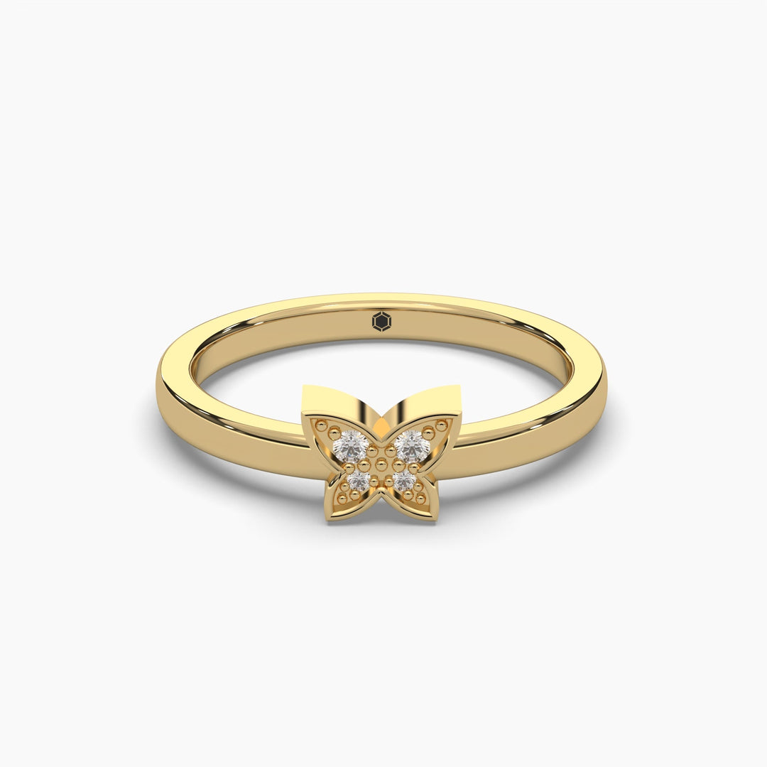 0.05ctw Round Lab Grown Diamond Butterfly Fashion Ring | 14k Gold