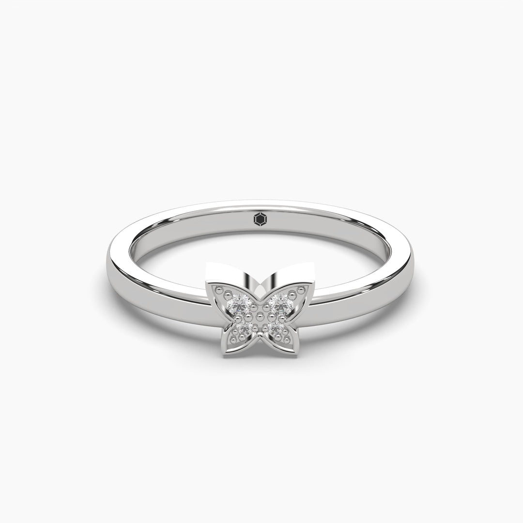 0.05ctw Round Lab Grown Diamond Butterfly Fashion Ring | 14k Gold