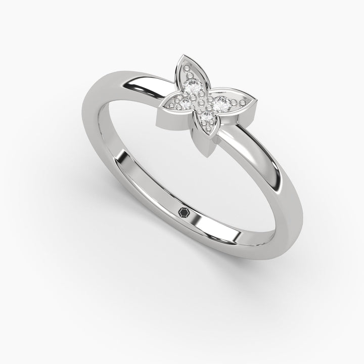 0.05ctw Round Lab Grown Diamond Butterfly Fashion Ring | 14k Gold