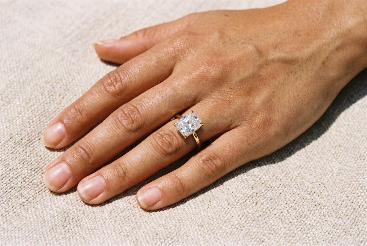 Cathedral Solitaire lab grown diamond engagement ring