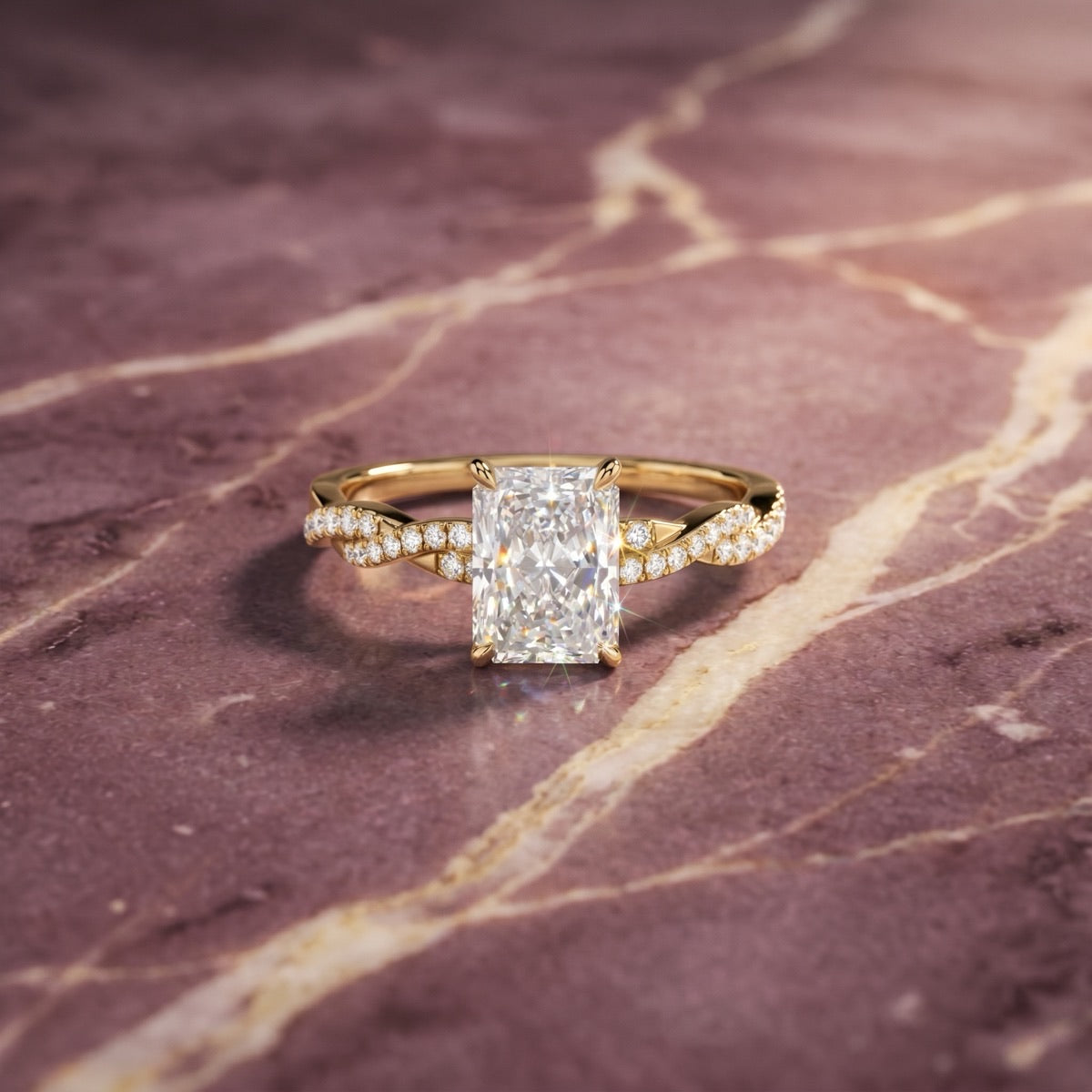 Diamond band lab grown engagement ring setting