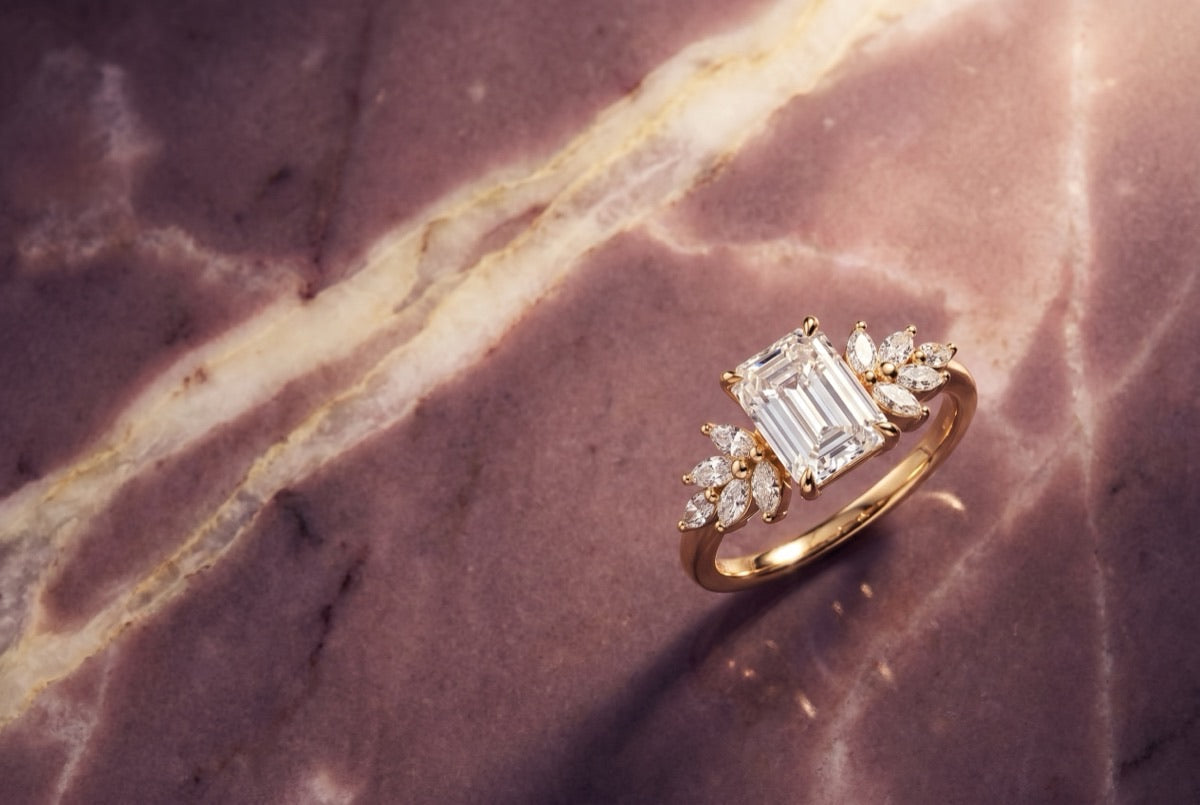 Side stone lab grown diamond engagement ring setting