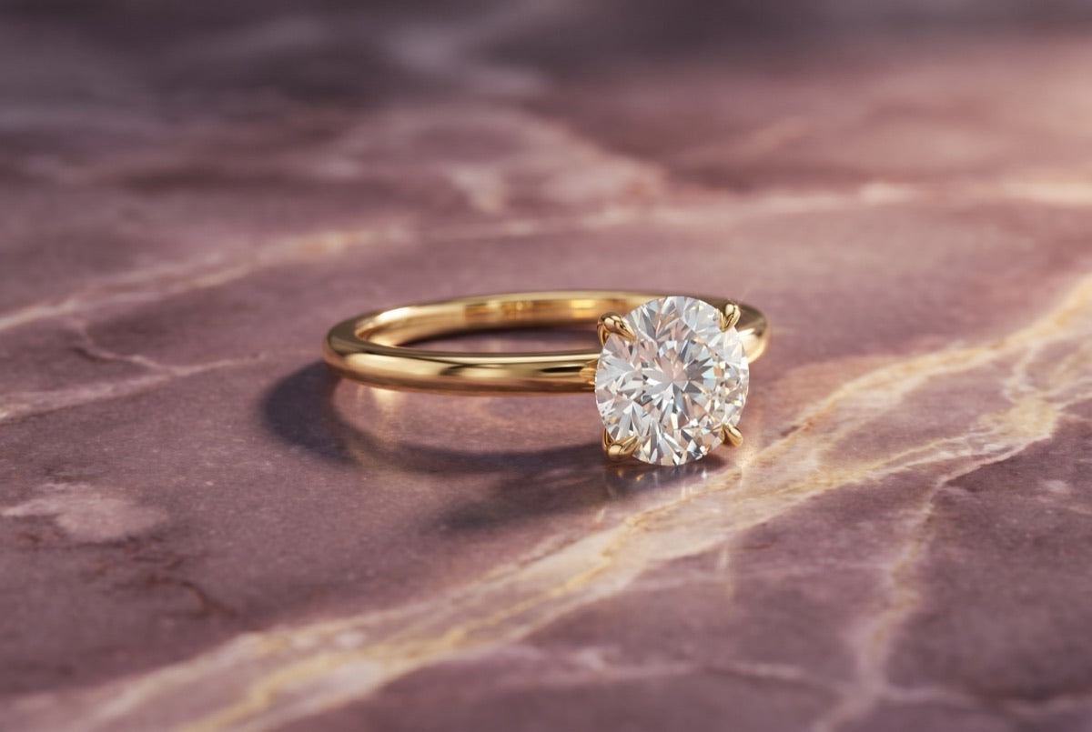 Solitaire lab grown diamond engagement ring setting